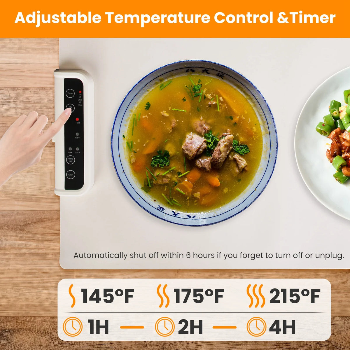 Electric Warming Tray Smart Food Warmer Roll up Heating Pad with Adjustable Temperature Control 3 Auto Timer Settings for Buffet Party Gathering Restaurant