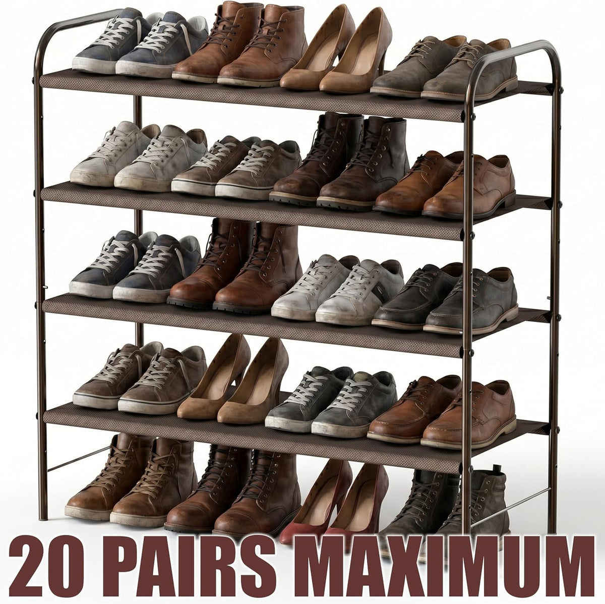4-Tier Shoe Rack Storage Organizer, 12-20 Pair, Bronze
